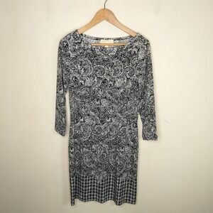 Michael Kors Stretch Dress Paisley Floral Long Sleeve